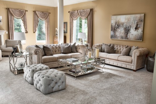 This beautiful room is a blend of warm and cool tones